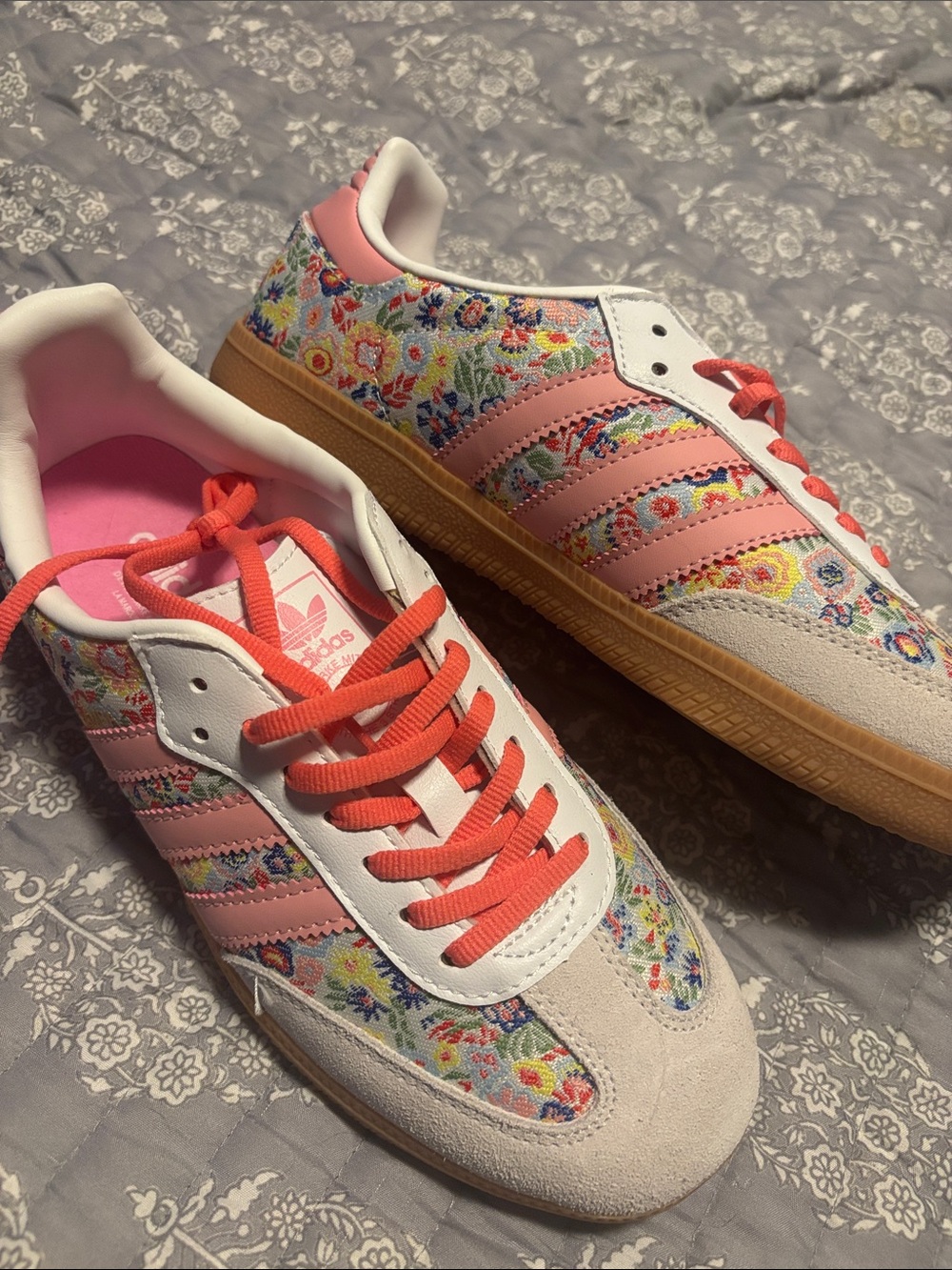 adidas Women’s Floral Multicolor Pink Athletic Sneakers - Picture 2 of 4
